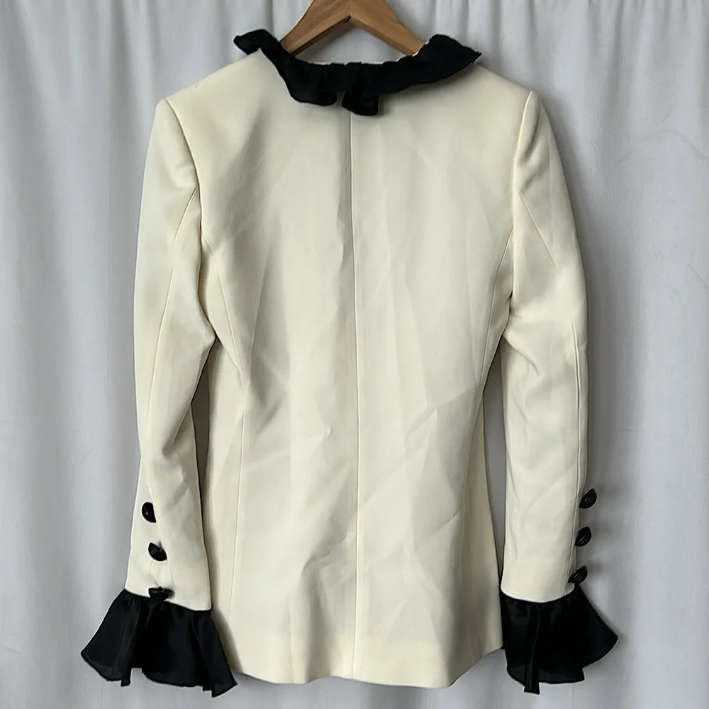 Martin Martin NWT Vintage Ivory/Black Blazer Jacket Coat **Size 36/US 6** 🌸🌸 - Picture 2 of 7